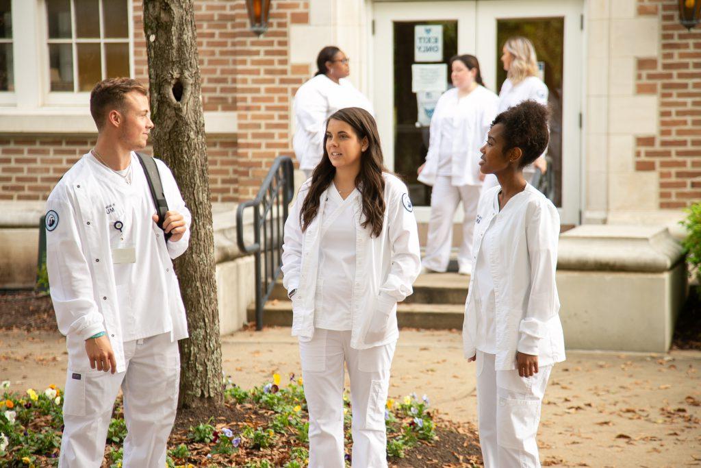 Nursing students outdoors